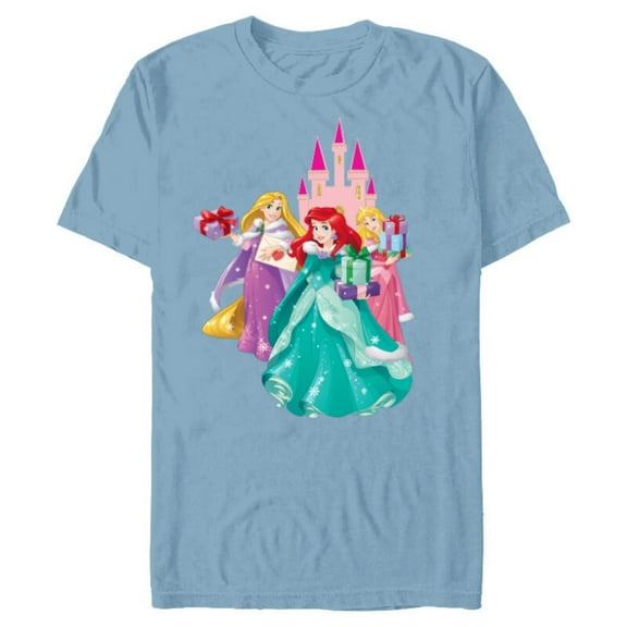 Disney Princess Ariel, Rapunzel, and Aurora Gifts - Short Sleeve Blended T-Shirt for Adults - Customized-Ocean Blue