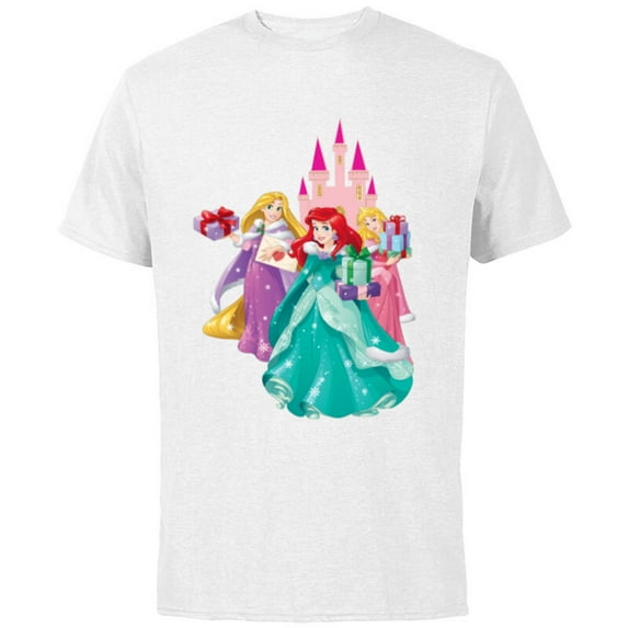 Disney Princess Ariel, Rapunzel, and Aurora Gifts - Short Sleeve Cotton T-Shirt for Adults - Customized-White