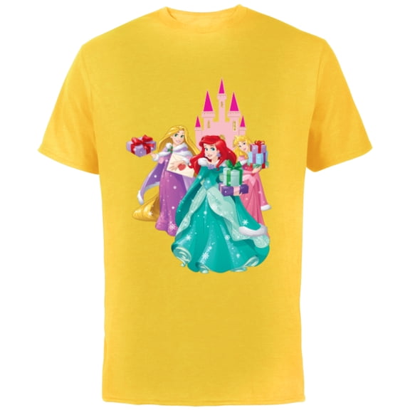 Disney Princess Ariel, Rapunzel, and Aurora Gifts - Short Sleeve Cotton T-Shirt for Adults - Customized-Yellow
