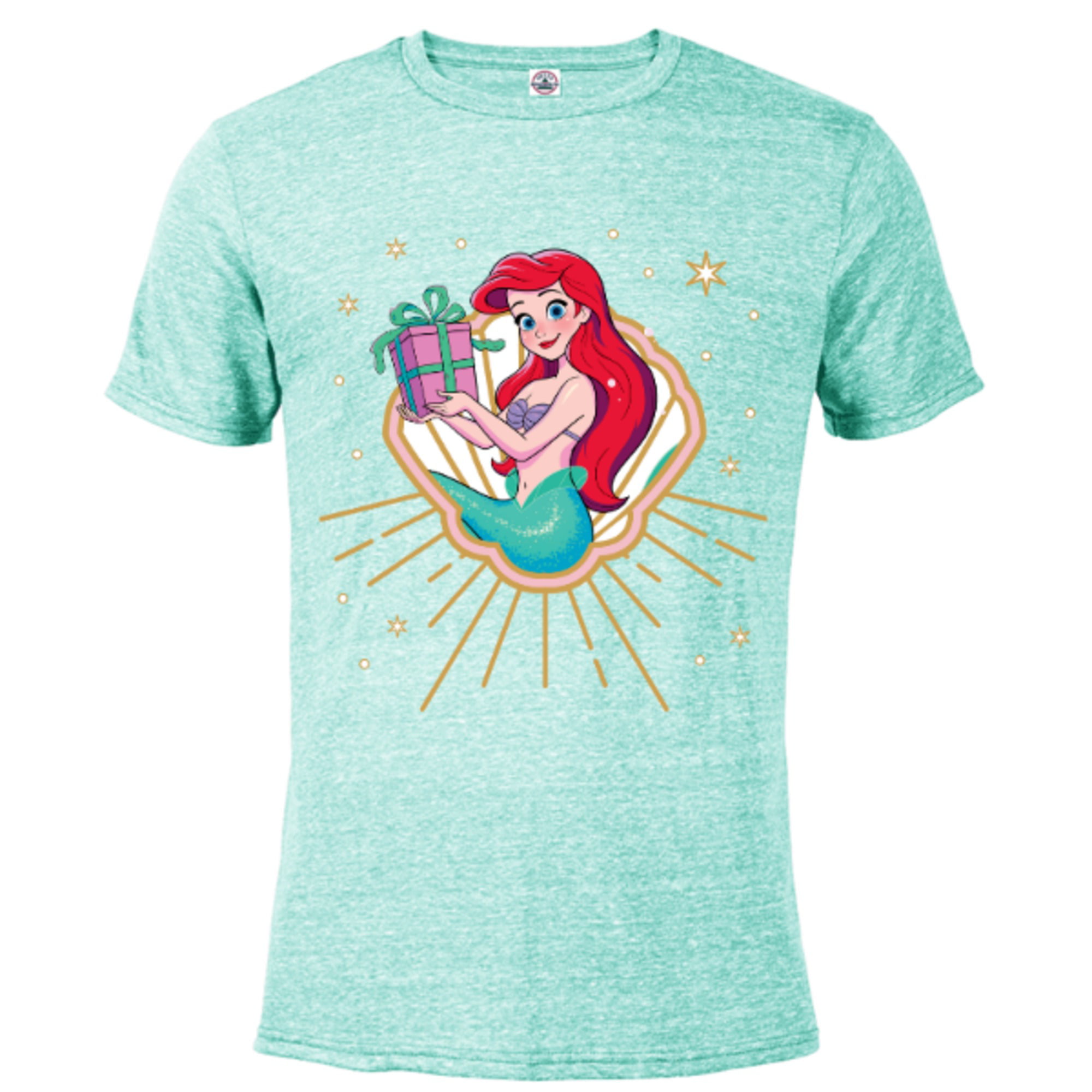 Disney Princess Ariel Seashell Gift Holiday Standard - Short Sleeve Blended  T-Shirt for Adults – Customized-Celadon Snow Heather 