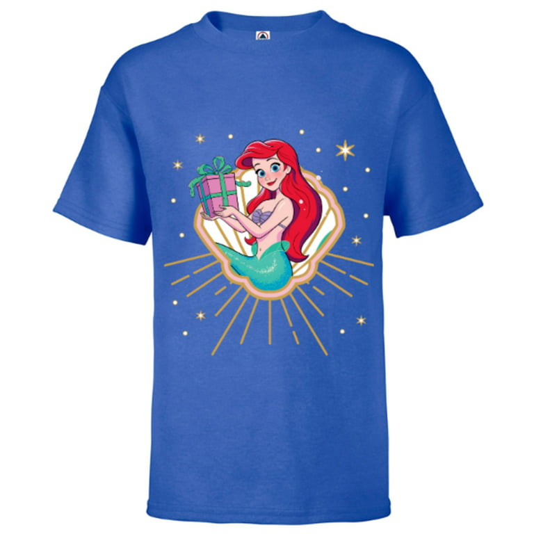 Disney Princess Ariel Seashell Gift Holiday Standard - Short Sleeve T-Shirt  for Kids – Customized-Royal 
