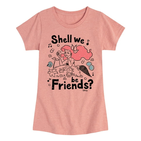 Princess - Ariel Shell We Be Friends - Toddler & Youth Girls Short Sleeve Graphic T-Shirt