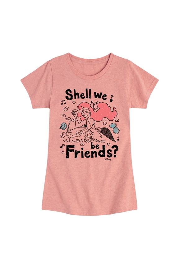 Princess - Ariel Shell We Be Friends - Toddler & Youth Girls Short Sleeve Graphic T-Shirt