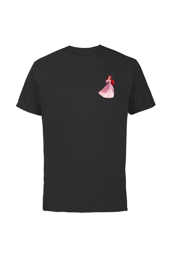 Princess Ariel Small Print - Short Sleeve Cotton T-Shirt for Adults - Customized-Black