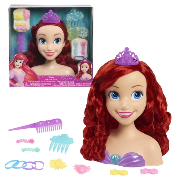 Disney Princess Ariel Styling Head, 14-pieces, Pretend Play Baby and Toddler Toys