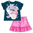 thumbnail image 1 of Disney Princess Ariel T-Shirt and Metallic Skirt Outfit Set Toddler to Big Kid, 1 of 5