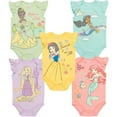 thumbnail image 1 of Disney Princess Rapunzel Snow White Jasmine 5 Pack Bodysuits Newborn to Infant, 1 of 5