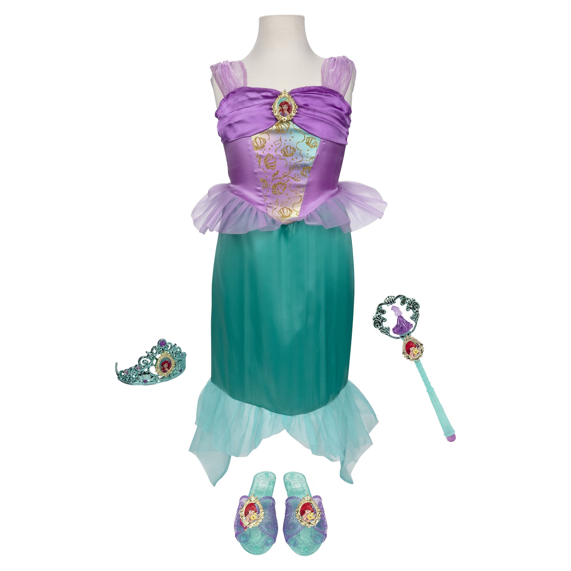 Disney Princess Ariel Tiara to Toe Dress up Set, Girls' Costume Includes 5 Pieces - image 1 of 12