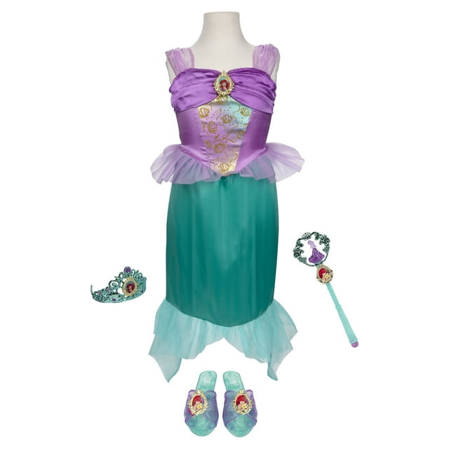 Disney Princess Ariel Tiara to Toe Dress up Set, Girls' Costume Includes 5 Pieces