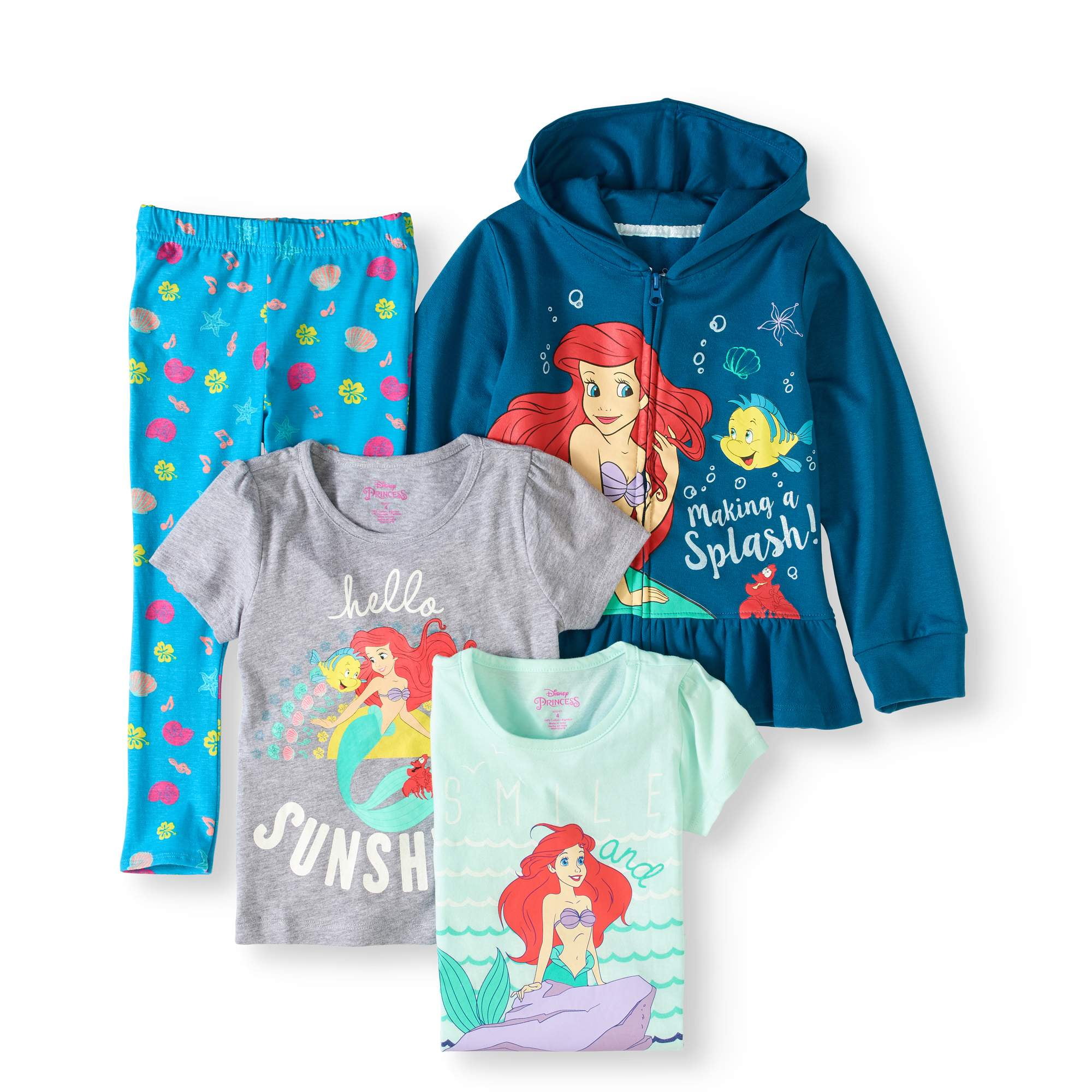 Disney Princess Ariel Toddler Girl Hoodie, TShirts, And Legging 4Pc