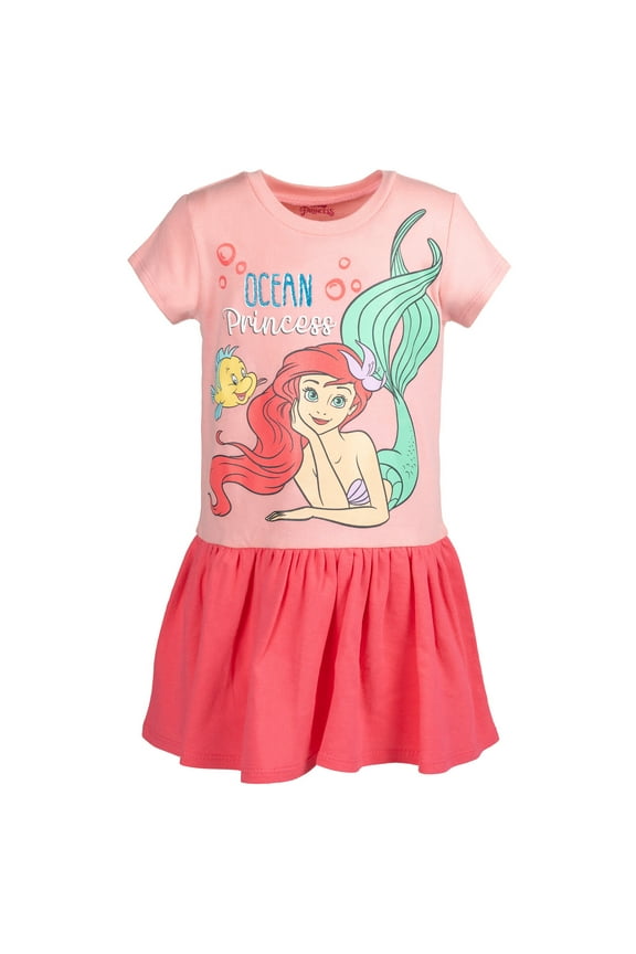 Ariel Toddler Girls French Terry Dress Toddler to Big Kid