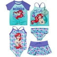 thumbnail image 1 of Disney Princess Ariel Toddler Girls One Piece Bathing Suit Rash Guard Tankini Top Swim Skirt Modest Swimsuit and Bikini Bottom 5 Set Toddler to Big Kid, 1 of 5