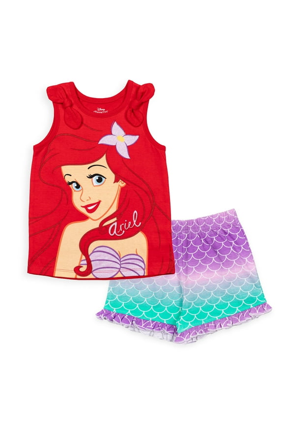 Princess Ariel Toddler Girls Tank Top and French Terry Shorts Infant to Big Kid