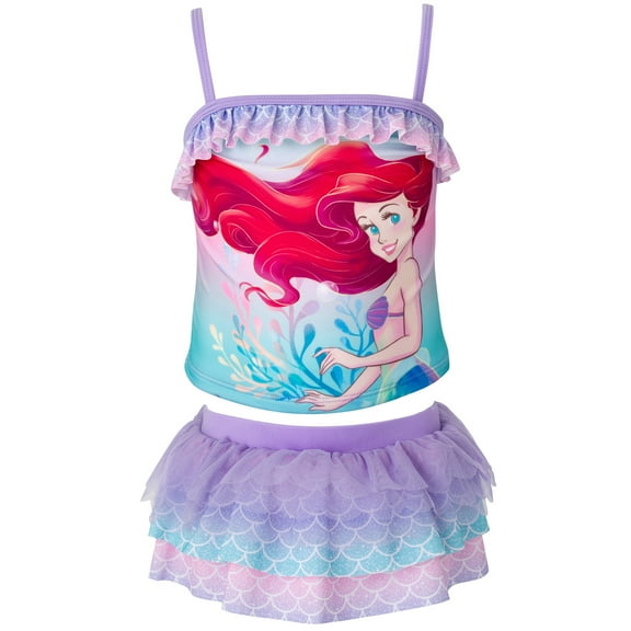 Disney Princess Ariel UPF 50 Tankini Top and Bikini Bottom Swim Set Toddler to Big Kid