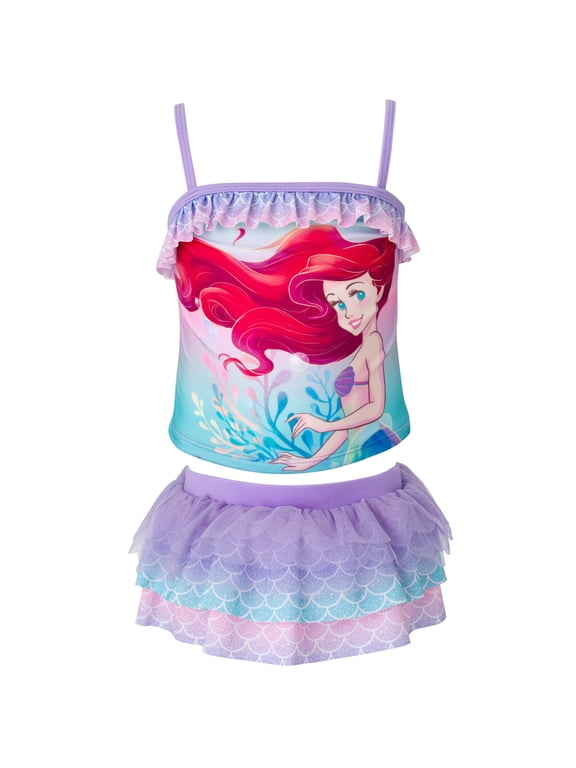 Princess Ariel UPF 50+ Tankini Top and Bikini Bottom Swim Set Toddler to Big Kid