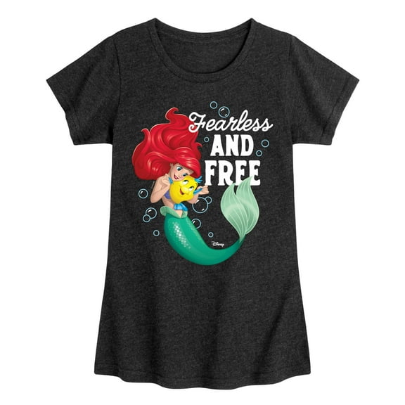 Disney Princess - Ariel and Flounder Fearless and Free - Girls Fitted Short Sleeve T-Shirt