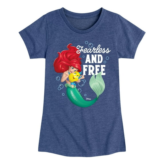 Disney Princess - Ariel and Flounder Fearless and Free - Girls Fitted Short Sleeve T-Shirt
