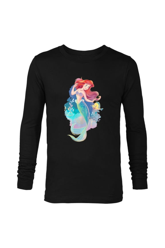 Princess Ariel and Flounder Under the Sea - Long Sleeve T-Shirt for Men - Customized-Black
