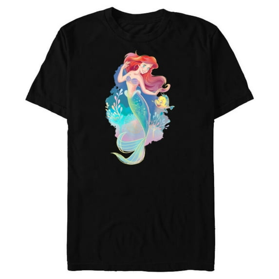Disney Princess Ariel and Flounder Under the Sea - Short Sleeve Blended T-Shirt for Adults - Customized-Black