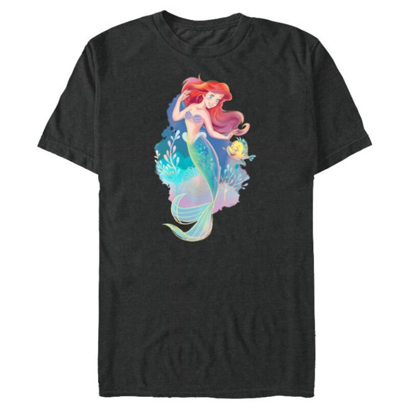 Disney Princess Ariel and Flounder Under the Sea - Short Sleeve Blended T-Shirt for Adults - Customized-Dark Heather