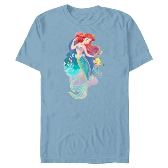Disney Princess Ariel and Flounder Under the Sea - Short Sleeve Blended T-Shirt for Adults - Customized-Ocean Blue