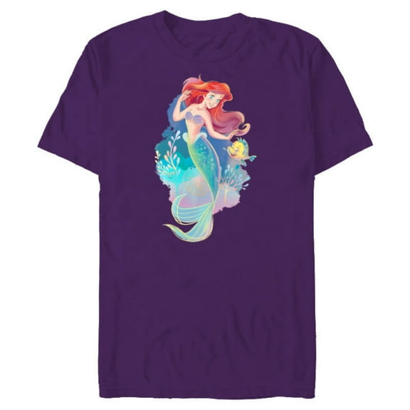 Disney Princess Ariel and Flounder Under the Sea - Short Sleeve Blended T-Shirt for Adults - Customized-Purple