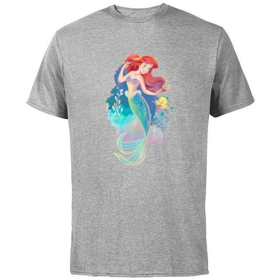 Disney Princess Ariel and Flounder Under the Sea - Short Sleeve Cotton T-Shirt for Adults - Customized-Athletic Heather
