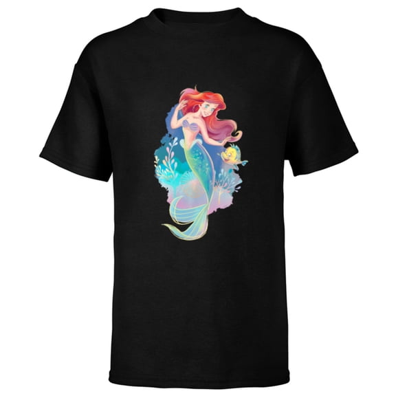 Disney Princess Ariel and Flounder Under the Sea - Short Sleeve T-Shirt for Kids - Customized-Black
