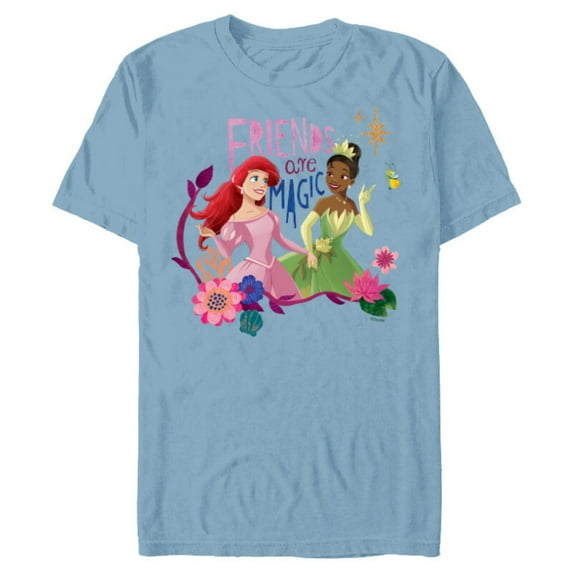 Disney Princess Ariel and Tiana Friends are Magic - Short Sleeve Blended T-Shirt for Adults - Customized-Ocean Blue