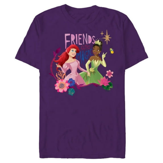 Disney Princess Ariel and Tiana Friends are Magic - Short Sleeve Blended T-Shirt for Adults - Customized-Purple