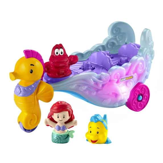 Disney Princess Ariel's Light-Up Sea Carriage Little People Musical Vehicle for Toddlers