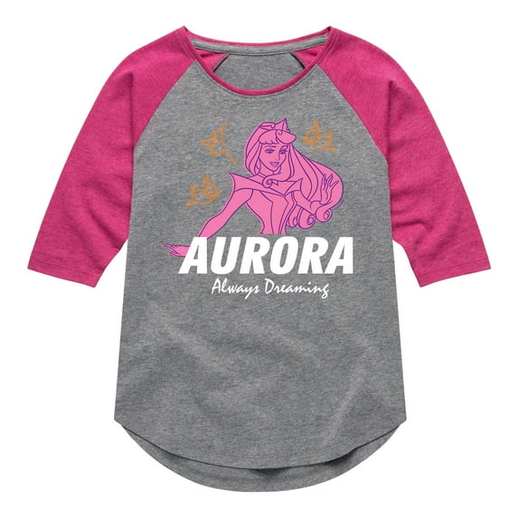 Disney Princess - Aurora Always Dreaming - Toddler And Youth Girls Raglan Graphic T-Shirt