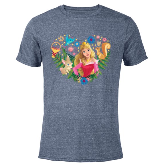 Disney Princess Aurora Heart - Short Sleeve Blended T-Shirt for Adults - Customized-Navy Heather