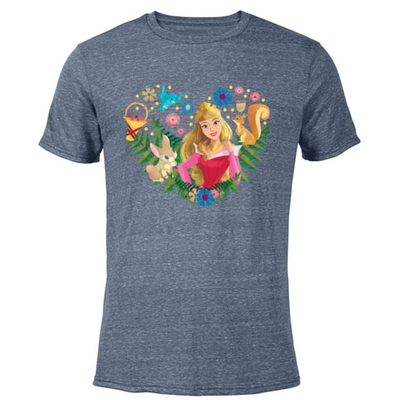 Disney Princess Aurora Heart - Short Sleeve Blended T-Shirt for Adults - Customized-Navy Heather