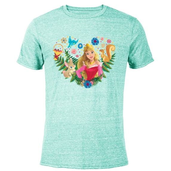 Disney Princess Aurora Heart - Short Sleeve Blended T-Shirt for Adults - Customized-Ocean Blue