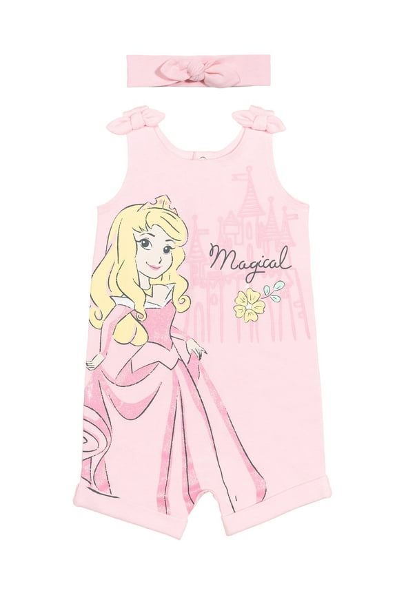 Princess Aurora Infant Baby Girls Romper and Headband Newborn to Toddler