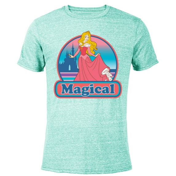 Disney Princess Aurora Magical Retro - Short Sleeve Blended T-Shirt for Adults - Customized-Ocean Blue