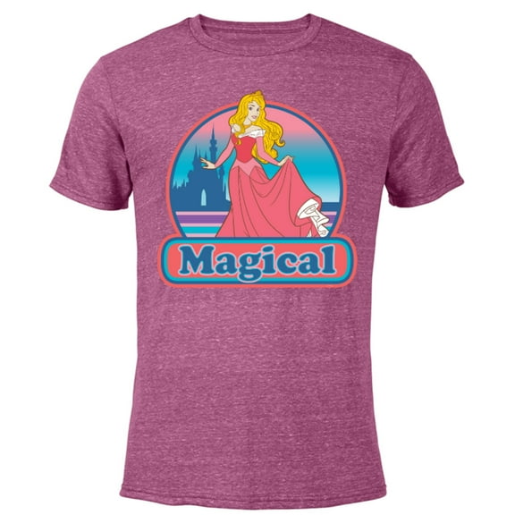 Disney Princess Aurora Magical Retro - Short Sleeve Blended T-Shirt for Adults - Customized-Purple