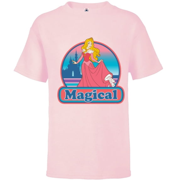Disney Princess Aurora Magical Retro - Short Sleeve T-Shirt for Kids - Customized-Soft Pink