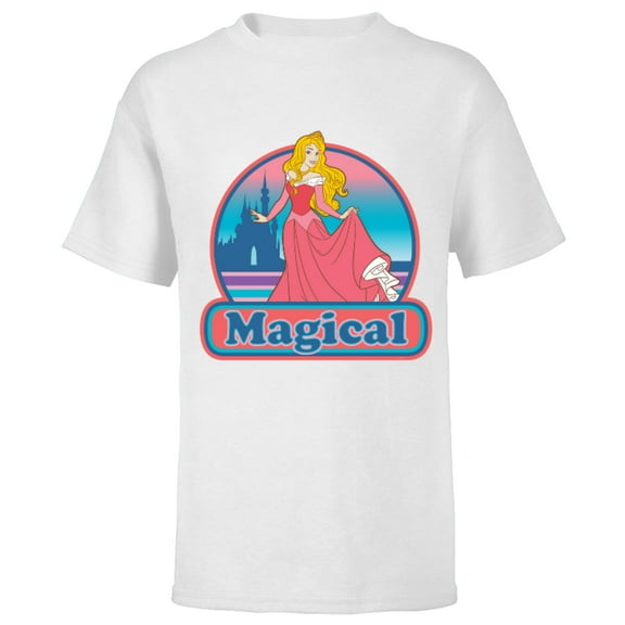 Disney Princess Aurora Magical Retro - Short Sleeve T-Shirt for Kids - Customized-White