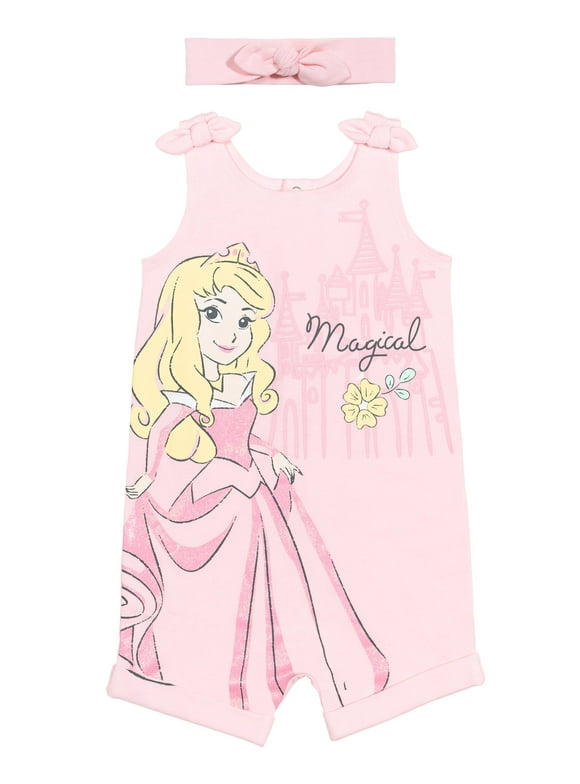 Disney Princess Aurora Newborn Baby Girls Romper and Headband Newborn to Toddler