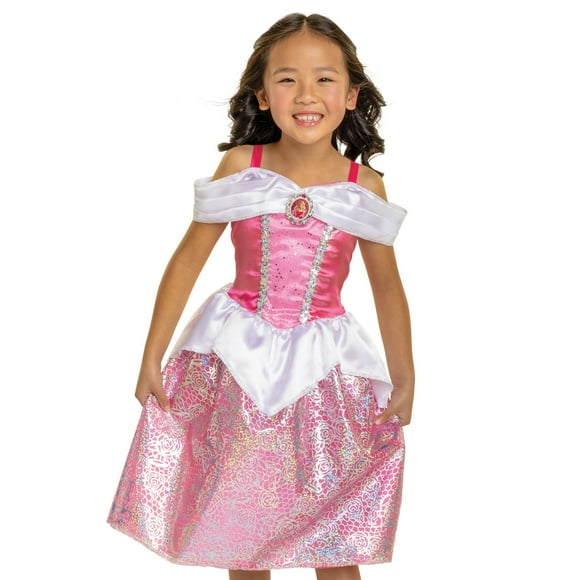 Disney Princess Aurora Pink Pretend Play Dress Outfit for Female Child Size 4 to 6x