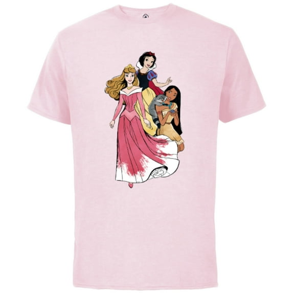 Disney Princess Aurora Pocahontas Snow White - Short Sleeve Cotton T-Shirt for Adults - Customized-Soft Pink
