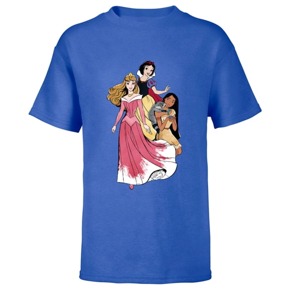 Disney Princess Aurora Pocahontas Snow White - Short Sleeve T-Shirt for Kids - Customized-Royal