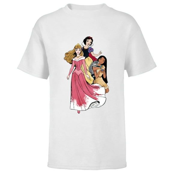 Disney Princess Aurora Pocahontas Snow White - Short Sleeve T-Shirt for Kids - Customized-White