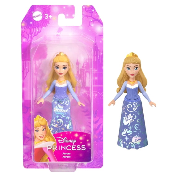 Disney Princess Aurora Posable Small Doll in Shiny Outfit with Removable Skirt, Inspired by Movie