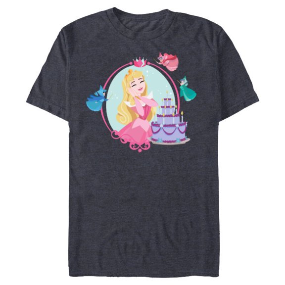 Disney Princess Aurora Sleeping Beauty Birthday - Short Sleeve Blended T-Shirt for Adults - Customized-Navy Heather