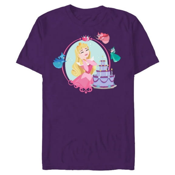 Disney Princess Aurora Sleeping Beauty Birthday - Short Sleeve Blended T-Shirt for Adults - Customized-Purple