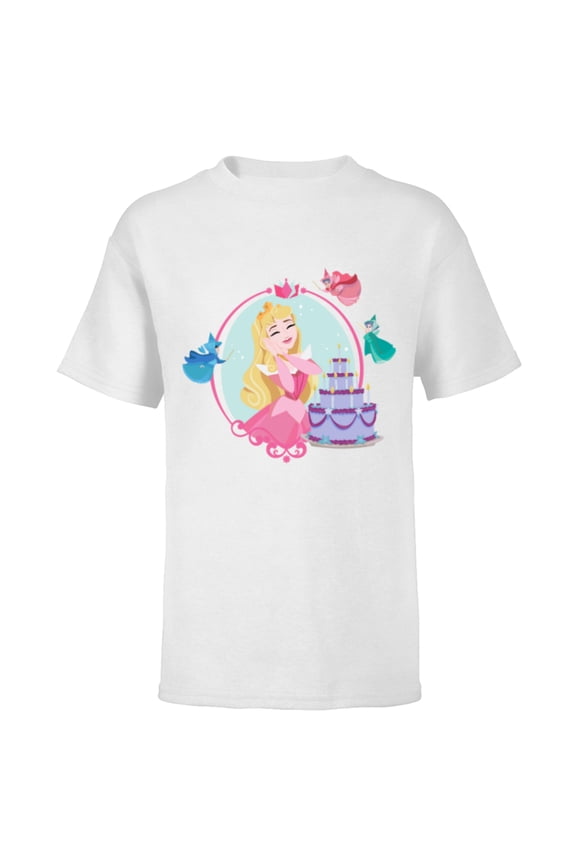 Princess Aurora Sleeping Beauty Birthday - Short Sleeve T-Shirt for Kids - Customized-White