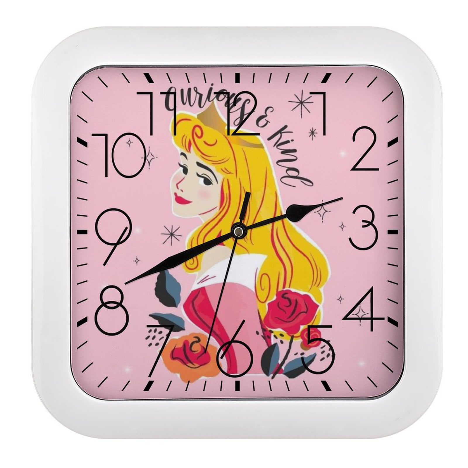 Disney Princess Aurora Square Wall Clock Battery Operated Decorative Walmart Com